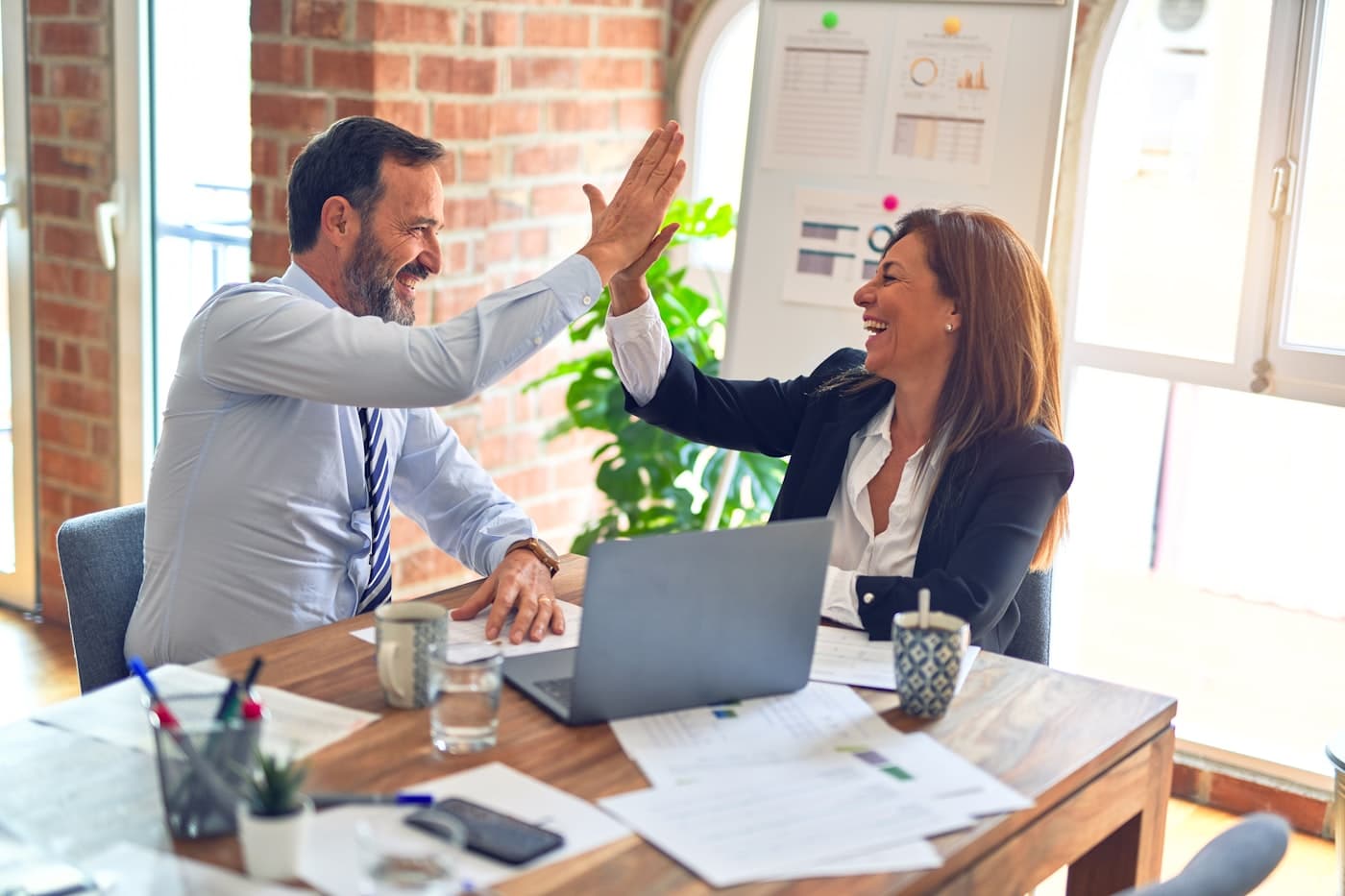 Meeting a client with a handshake